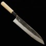 Cuchillo de Chef Japonés Gyuto - MIYAZAKI KAJIYA - Acero al carbono blanco No.2 - Kurouchi - Tamaño : 24cm