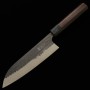 Cuchillo de Santoku Japonés - ANRYU - Acero azul supercarbono - Textura martilleada - Kurouchi - Tamaño : 18cm