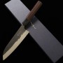 Cuchillo de Santoku Japonés - ANRYU - Acero azul supercarbono - Textura martilleada - Kurouchi - Tamaño : 18cm