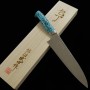 Japanese chef Knife gyuto - TAKESHI SAJI - Stainless Damascus R2 Steel diamond finish - blue turquoise Handle - Size: 21cm