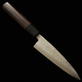 Cuchillo utilitario de bisel único Japonés - MIURA - Acero inoxidable Ginsan - Textura martilleada - Tamaño : 12cm