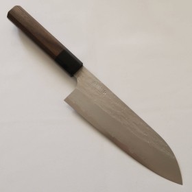 Japanese Santoku Knife - NIGARA - SPG STRIX - Hammered Damascus Finish - Rose Wood Handle - Size:16.5cm