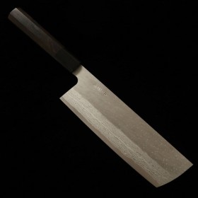 Japanese Kiritsuke Nakiri knife - NIGARA - Stainless VG XEOS - Damascus - Ebony wood handle - Size : 17cm