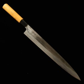 Japanese Yanagiba knife - MIWA - White steel No.1 - Kurouchi - Zelkova wood handle - Size : 27cm