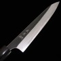 Japanese Petty knife - YOSHIMI KATO - kuro series - Super Blue Carbon Steel - Kurouchi - Rosewood handle - Size:15cm