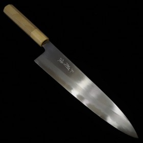 Cuchillo de cocinero japonés gyuto - MIURA - Serie Itadaki - Yoshikazu Tanaka - acero blanco 2 -shinogi - Tamaño:21/24cm