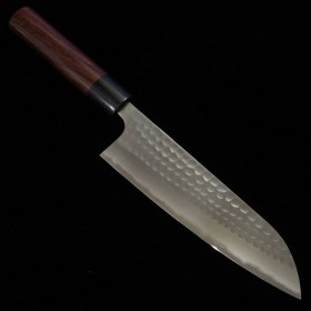 Cuchillo japonés santoku - ANRYU - Serie Aogami Tsuchime - Tamaño: 17cm