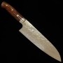 Cuchillo Japonés Santoku - TAKESHI SAJI - Acero Damasco R2 - Diamond Finish - Tam: 18cm