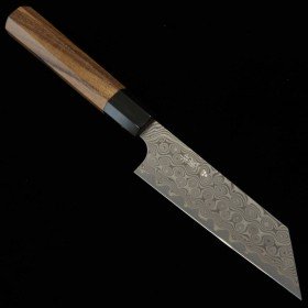 Japanese kiritsuke parling knife - SG2 anmon Damascus - water buffalo horn teak wood handle - size: 12cm