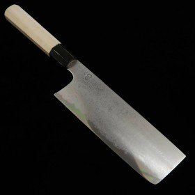 Japanese Nakiri knife - SAKAI KIKUMORI - Uzu series - Blue steel No.1 - Damascus - Magnolia wood handle - Size : 18cm