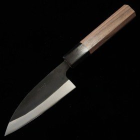 Japanese Wide Petty knife - MIURA - Blue steel No.2 - Kurouchi - Walnut wood handle - Size : 10.5cm