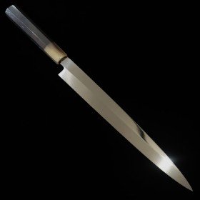 Cuchillo Yanagiba Japonés - SUISIN - Ikeda Yoshikazu - Honyaki - Carbono azul 2 - Mango de ébano - tamaño: 27cm