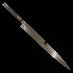 Cuchillo Yanagiba Japonés - SUISIN - Ikeda Yoshikazu - Honyaki - Carbono azul 2 - Mango de ébano - 30cm