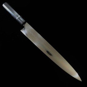 Cuchillo japonés Sujihiki/Slicer - SUISIN - IkedaYoshikazu - MizuHonyaki - Carbono blanco 1 - Mango de ébano - tamaño: 27cm