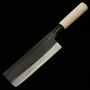 Japanese Nakiri knife - HIDARI YORIMITSU - White carbon - Kurouchi - Magnoliawood handle - size: 17cm