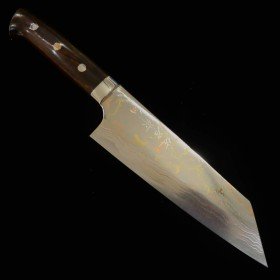 Cuchillo Japonés Bunka - TAKESHI SAJI - Acero Damasco Blue Steel No.2 Colorido - Ironwood - Tam: 17,5cm