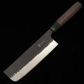 Cuchillo Nakiri Japonés - ANRYU - Serie Kurouchi Aogami Tsuchime - Tamaño: 16,5cm