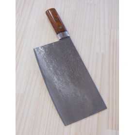 Cuchillo Carnicero Japonés - TAKESHI SAJI - Acero Damasco en Niquel - VG10 - Mango del Ironwood - Tam: 22cm