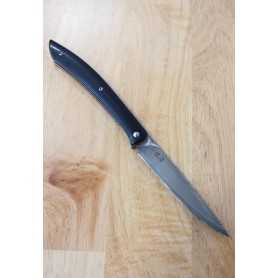 Cuchillo de carne estilo de bolsillo - TAKESHI SAJI - Acero Inoxidable R2 - Mango Negro - Tam: 10cm