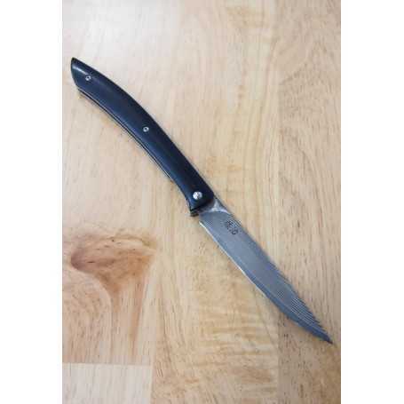 Cuchillo de carne estilo de bolsillo - TAKESHI SAJI - Acero Inoxidable R2 - Mango Negro - Tam: 10cm