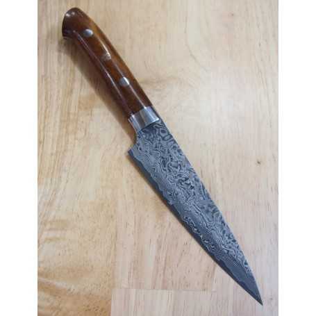 Cuchillo Japonés Petty - TAKESHI SAJI - Acero Damasco R2 - Black Finish - Tam: 13.5/15cm
