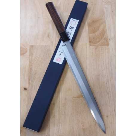 Cuchillo japonés Yanagiba - MIURA - Serie Kuchinashi - damasco - Ginsan - Acero plateado no.3 - Tamaño: 24/27/30cm
